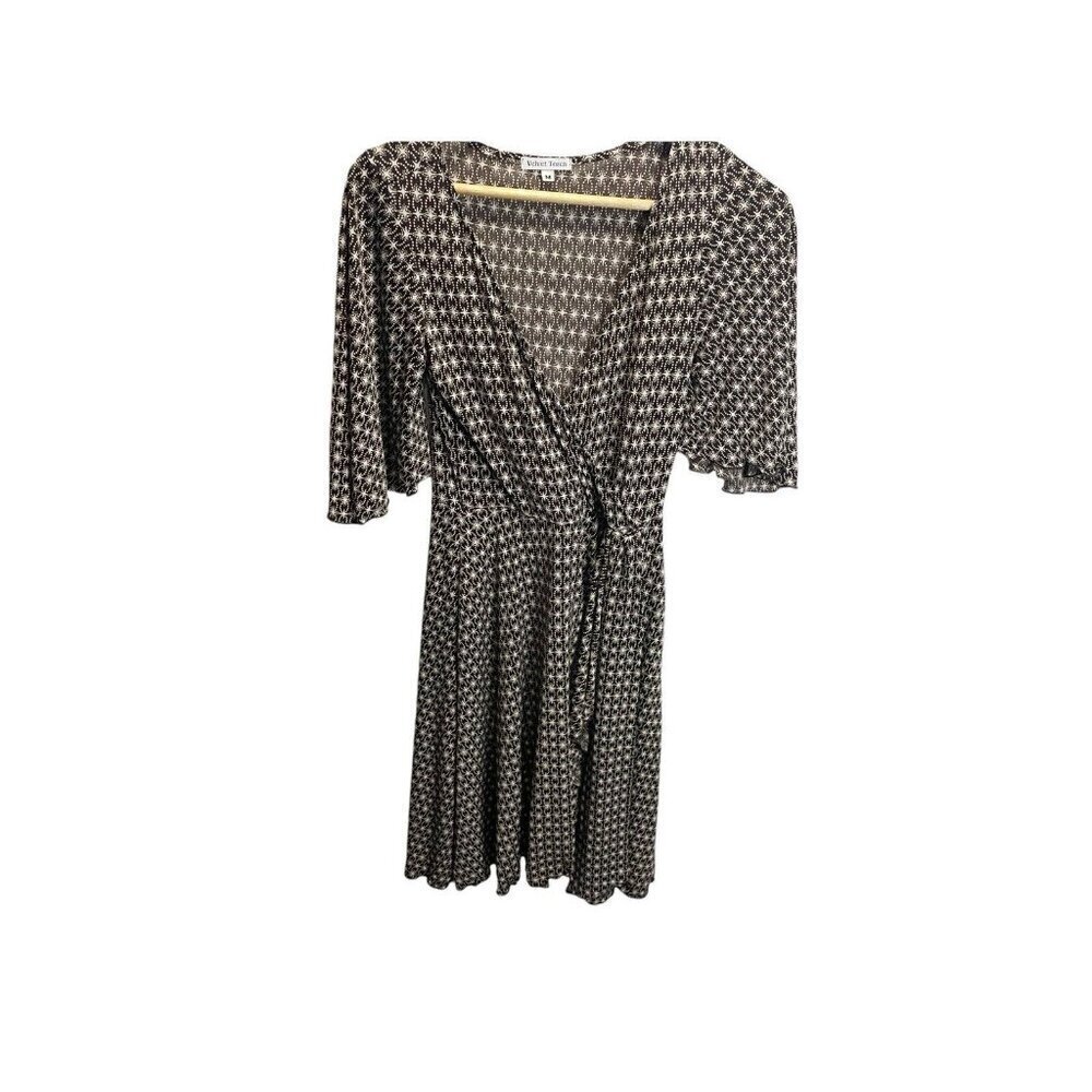 Velvet Torch Dress Womens M Retro Mini Wrap‎ Brown White Whimsical Romantic Y2K